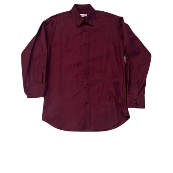 Modern Tailor Other - Modern Tailor Burgundy Striped Long-Sleeve Button-Down Collared Shirt